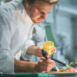 a man preparing food